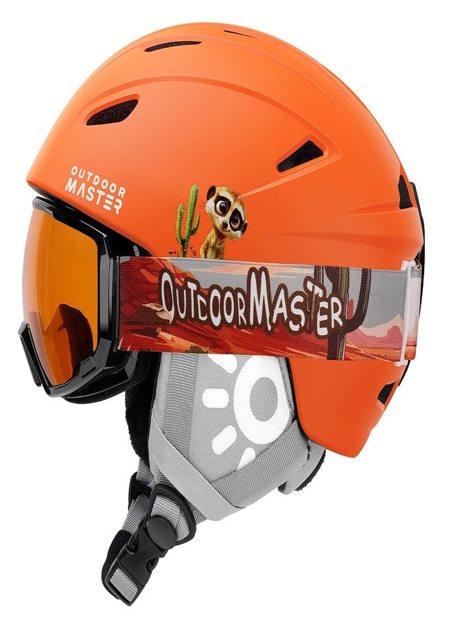 OutdoorMaster Anoa Kids Ski Helmet & Goggles Set - Snowboard Helmet with Protective Ski Goggles - Adjustable, Certified Snow Sports Helmet for Boys, Girls & Youth - Orange, S - Image 1